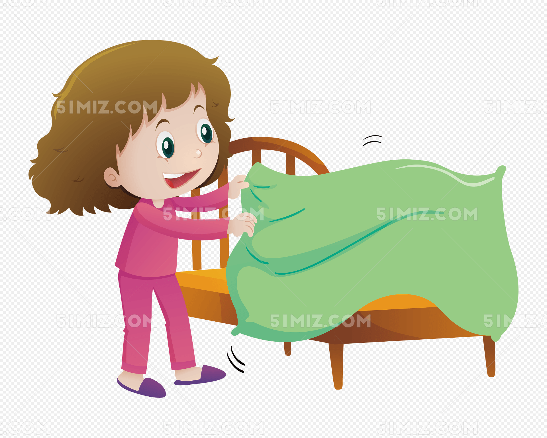 铺床健身手绘小人