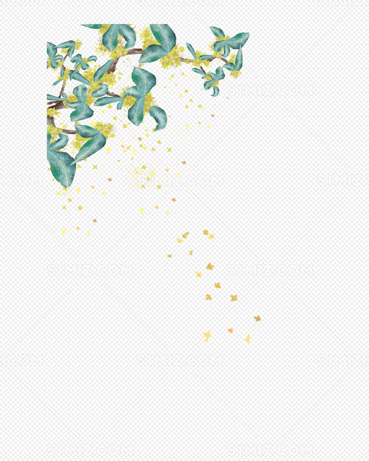 手绘中秋节桂花免扣元素