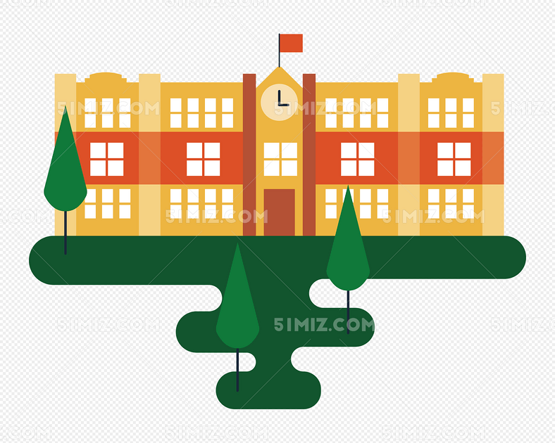 手绘学校建筑素材