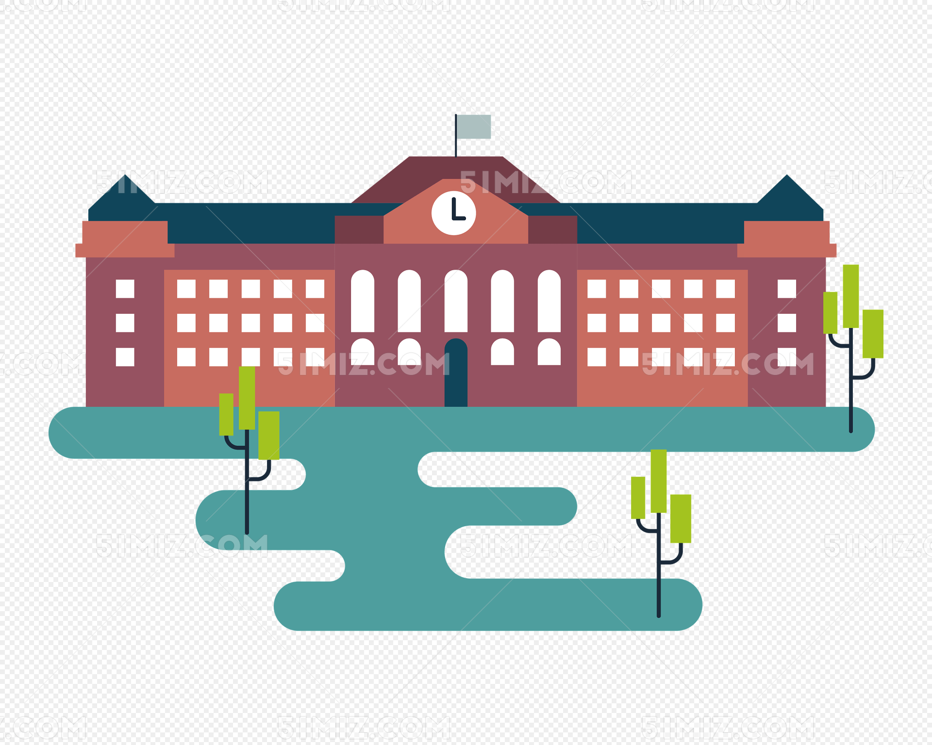 手绘学校建筑素材
