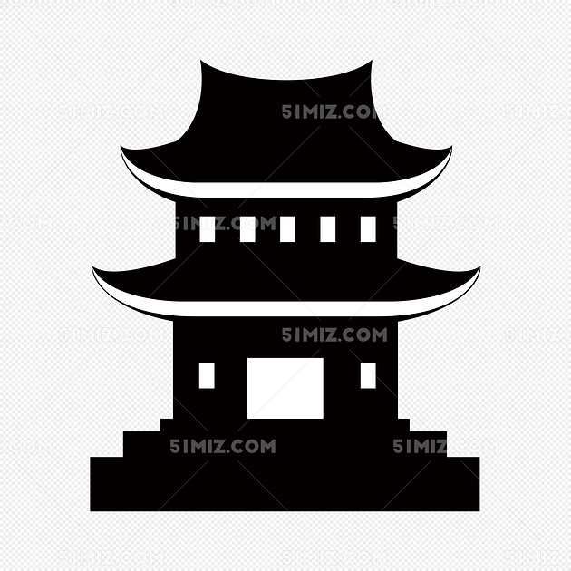 古现代中国建筑剪影矢量素材