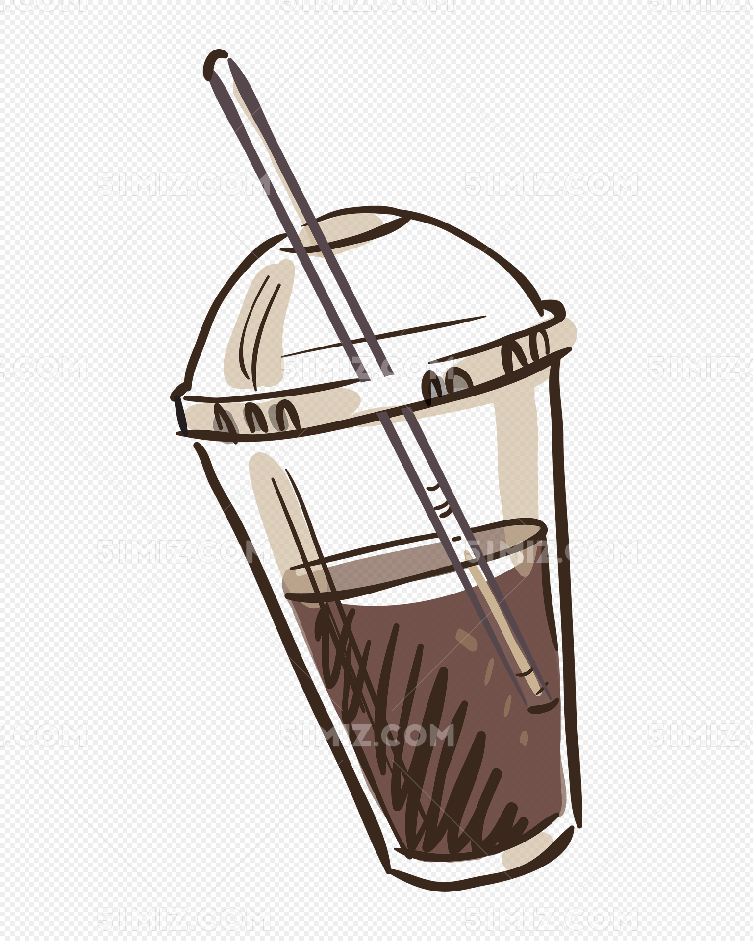 手绘奶茶矢量素材图