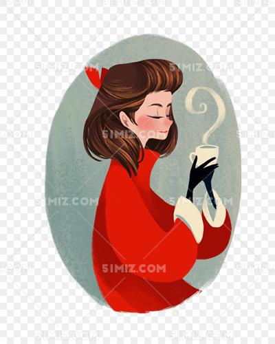 喝奶茶的少女