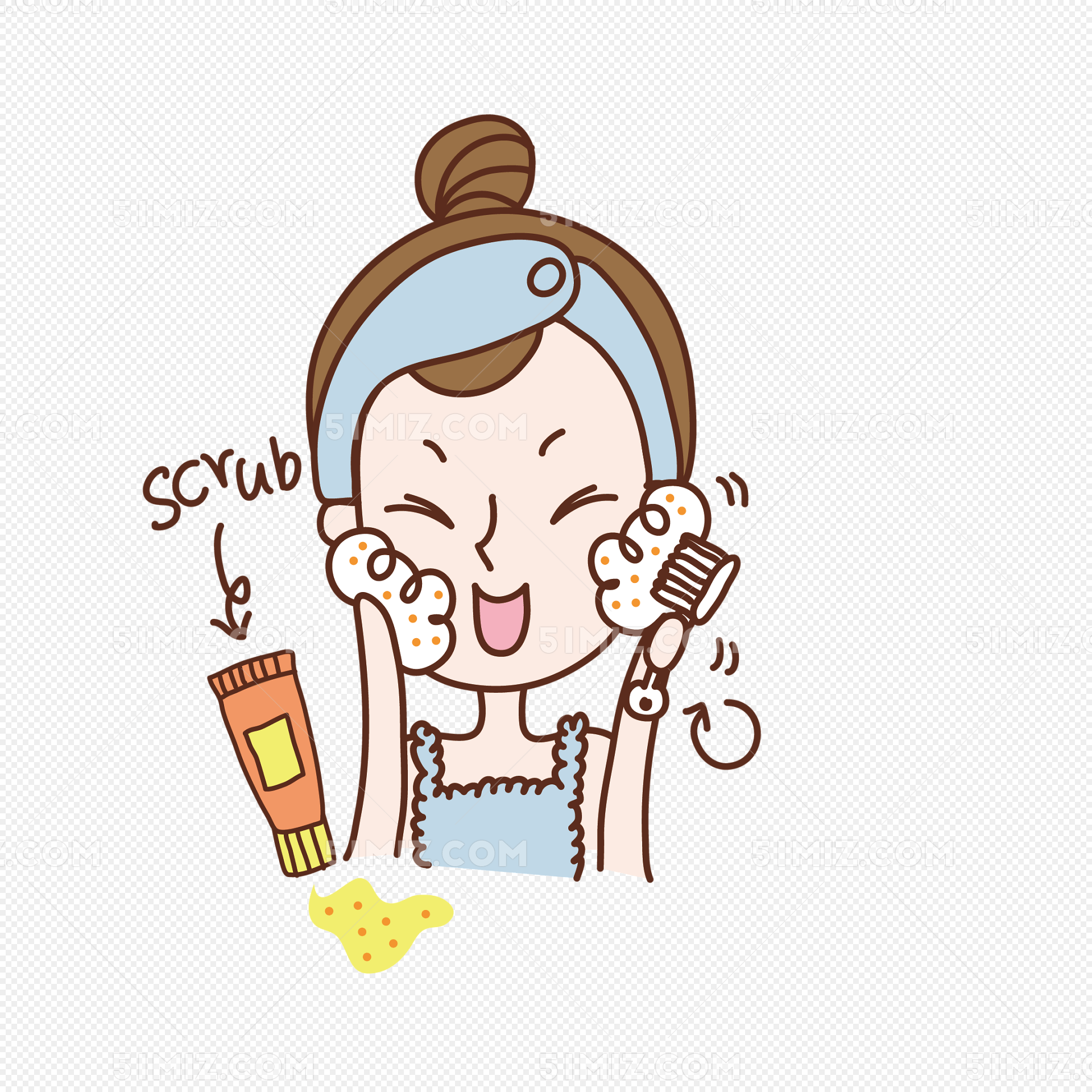 卡通美妆护肤清洁美女