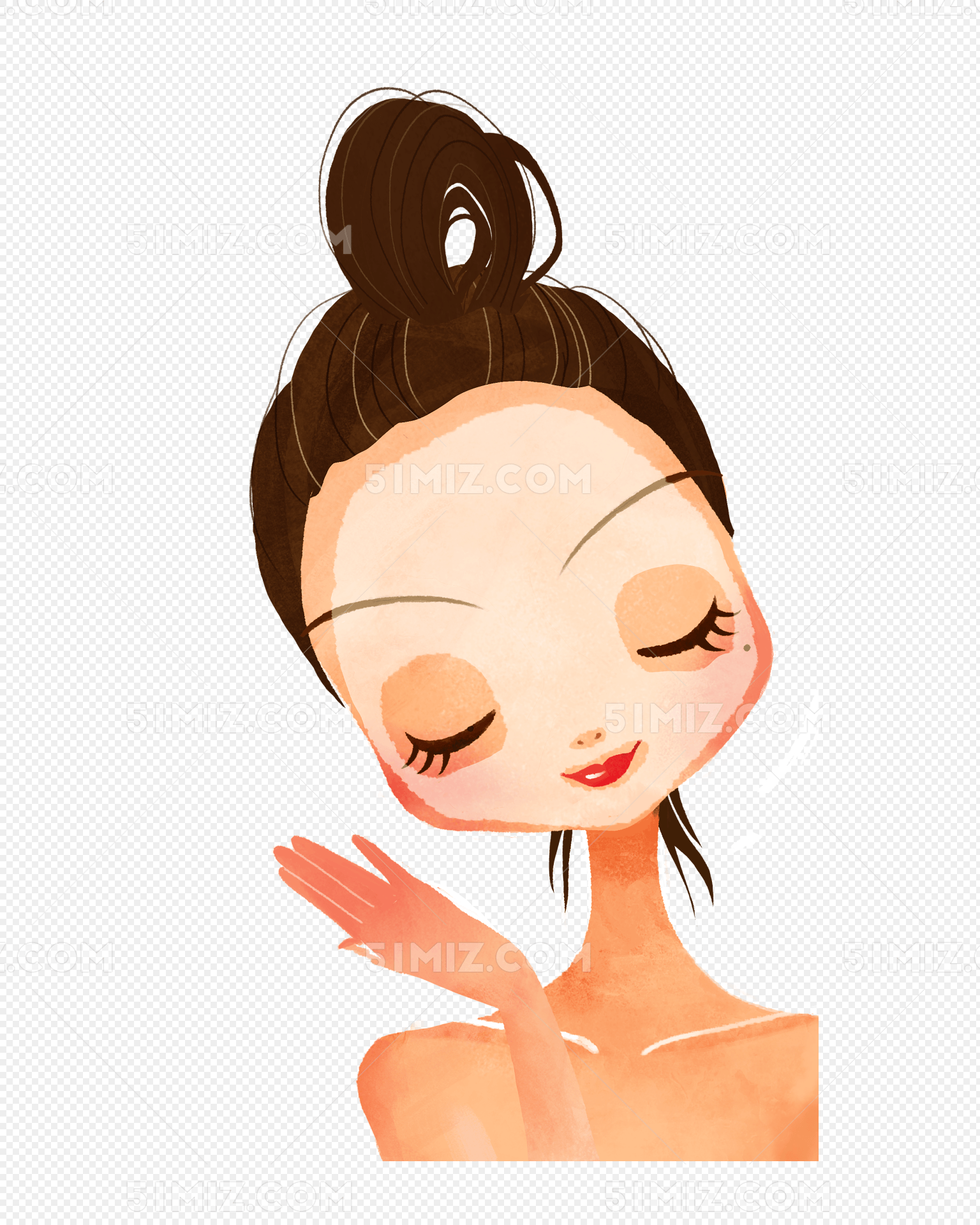 卡通敷面膜的少女