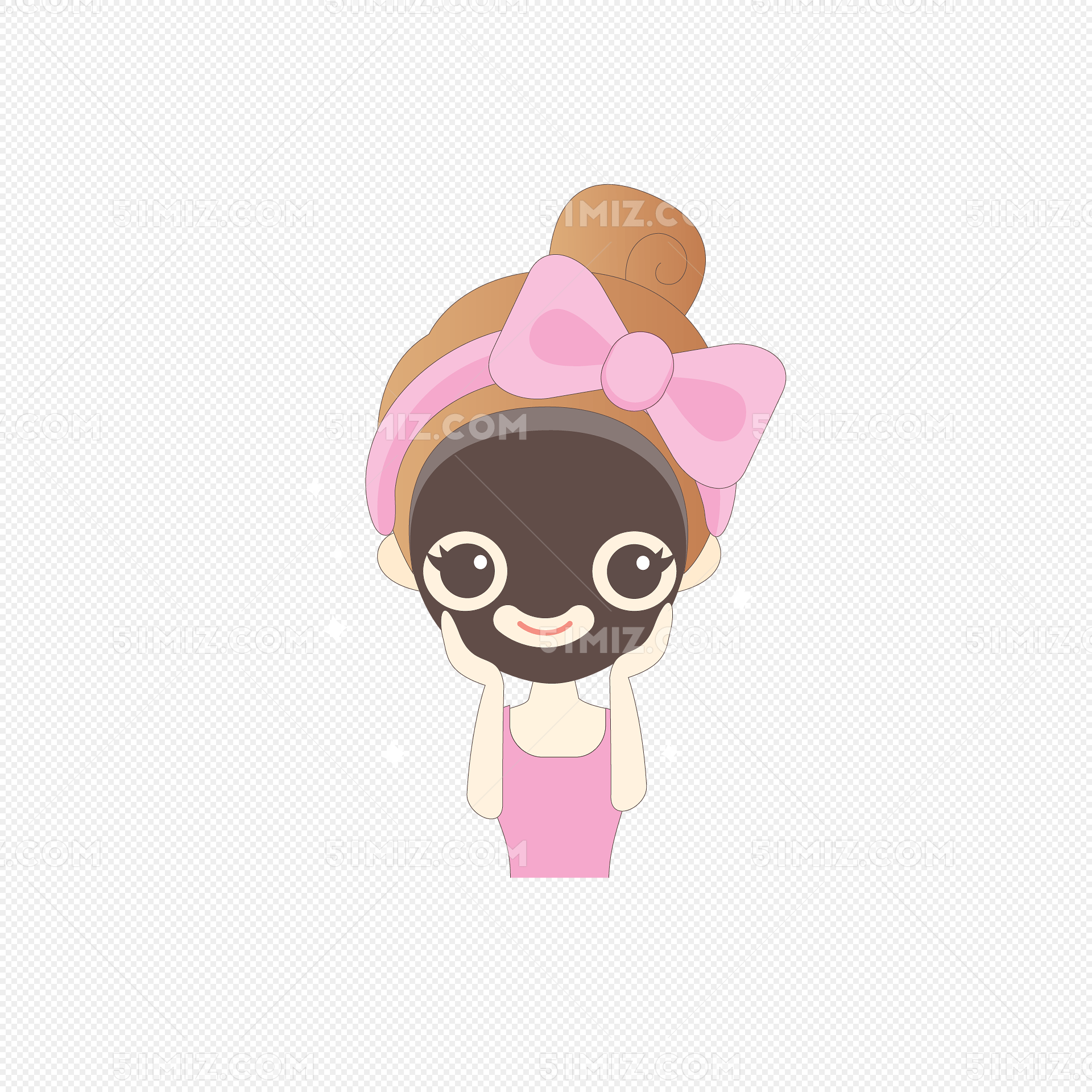 卡通贴黑面膜的少女
