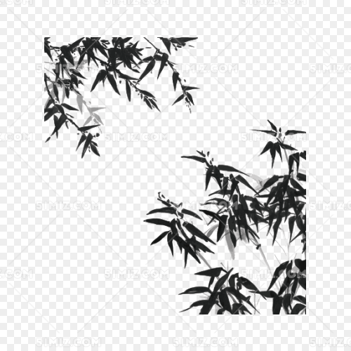矢量水墨山水竹子国画