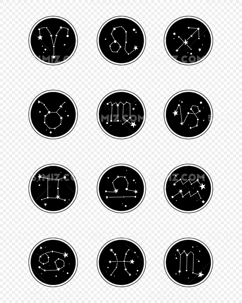 12款矢量十二星座符号