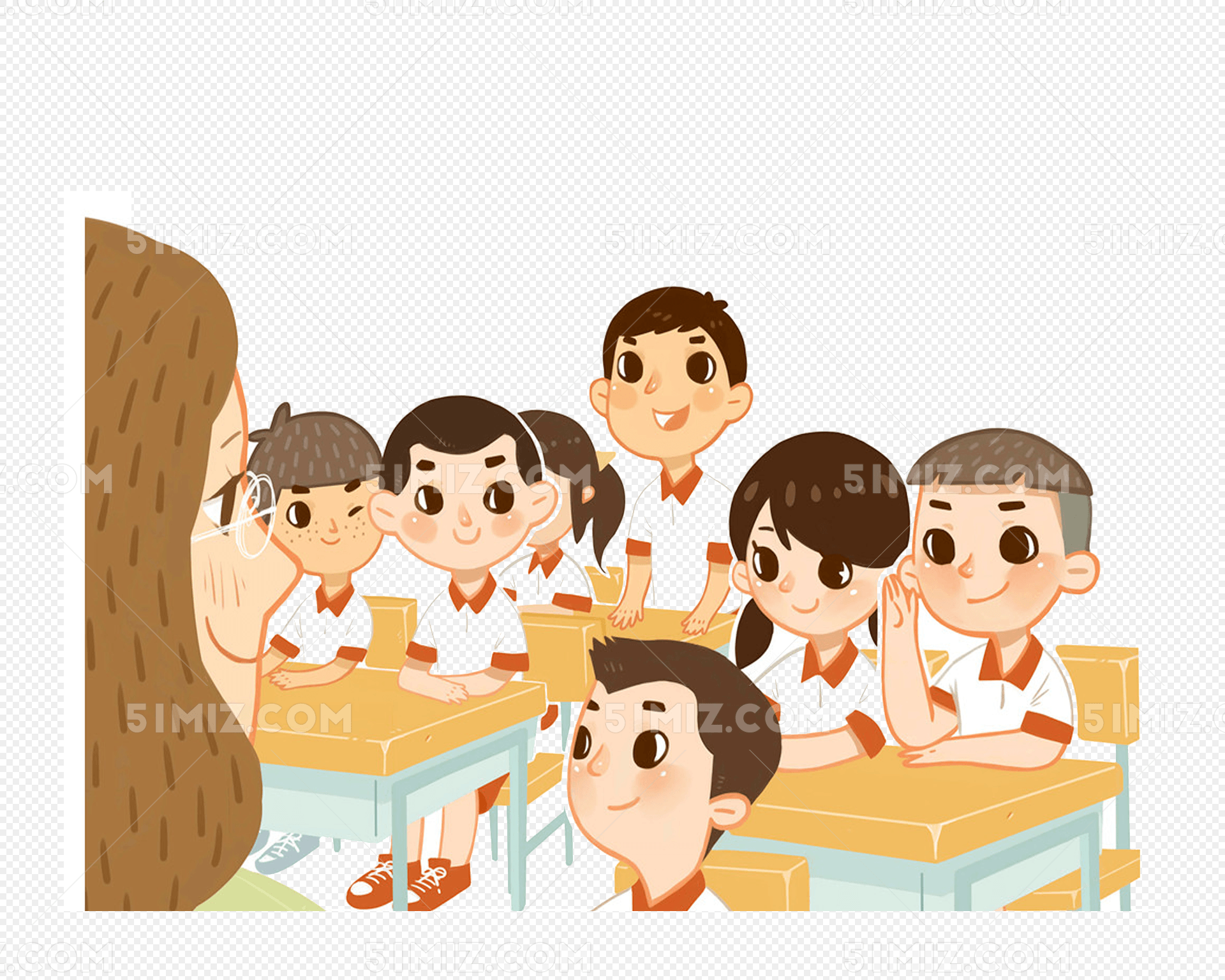 上课听讲的学生们