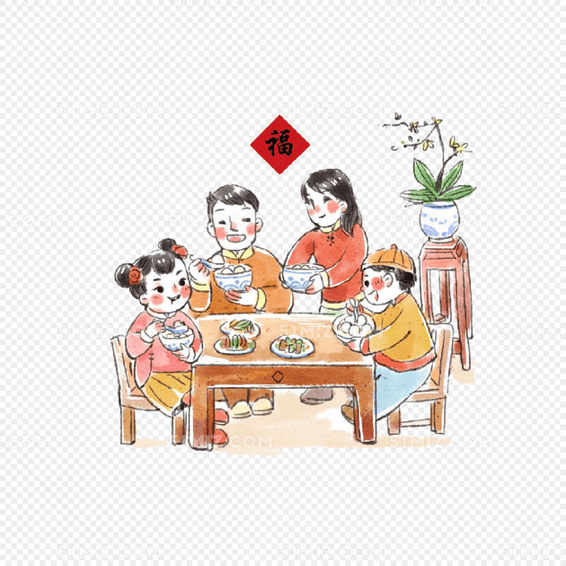 卡通春节年夜饭标签:卡通春节年夜饭免费下载 春节 年夜饭 除夕 团圆