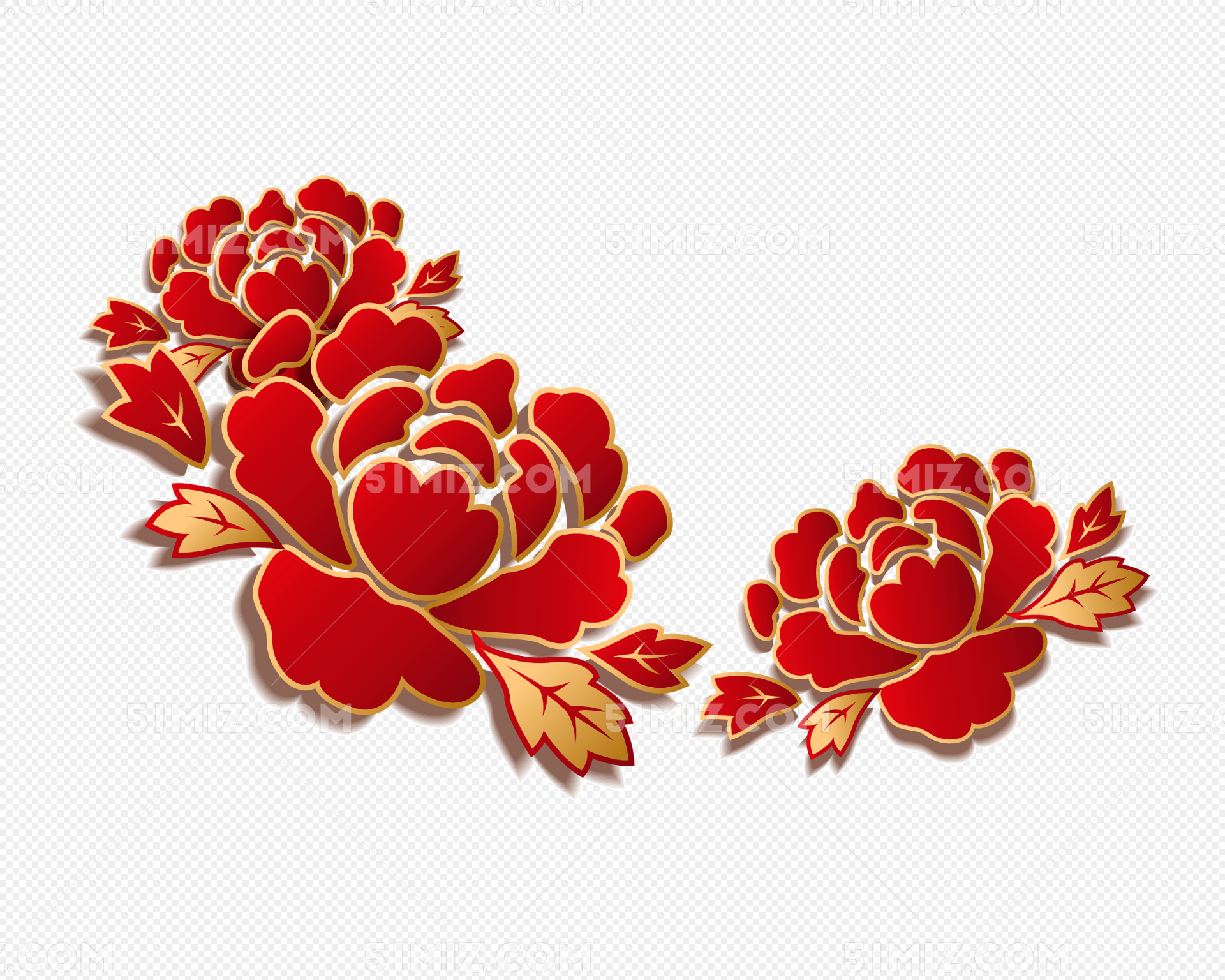 矢量新春佳节装饰牡丹花素材