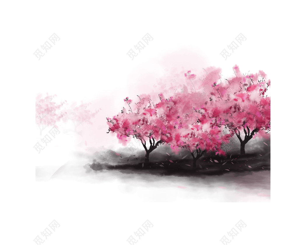 中国风水墨桃花林