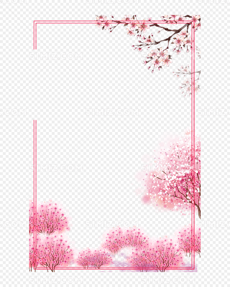 日本樱花节浪漫粉红樱花边框