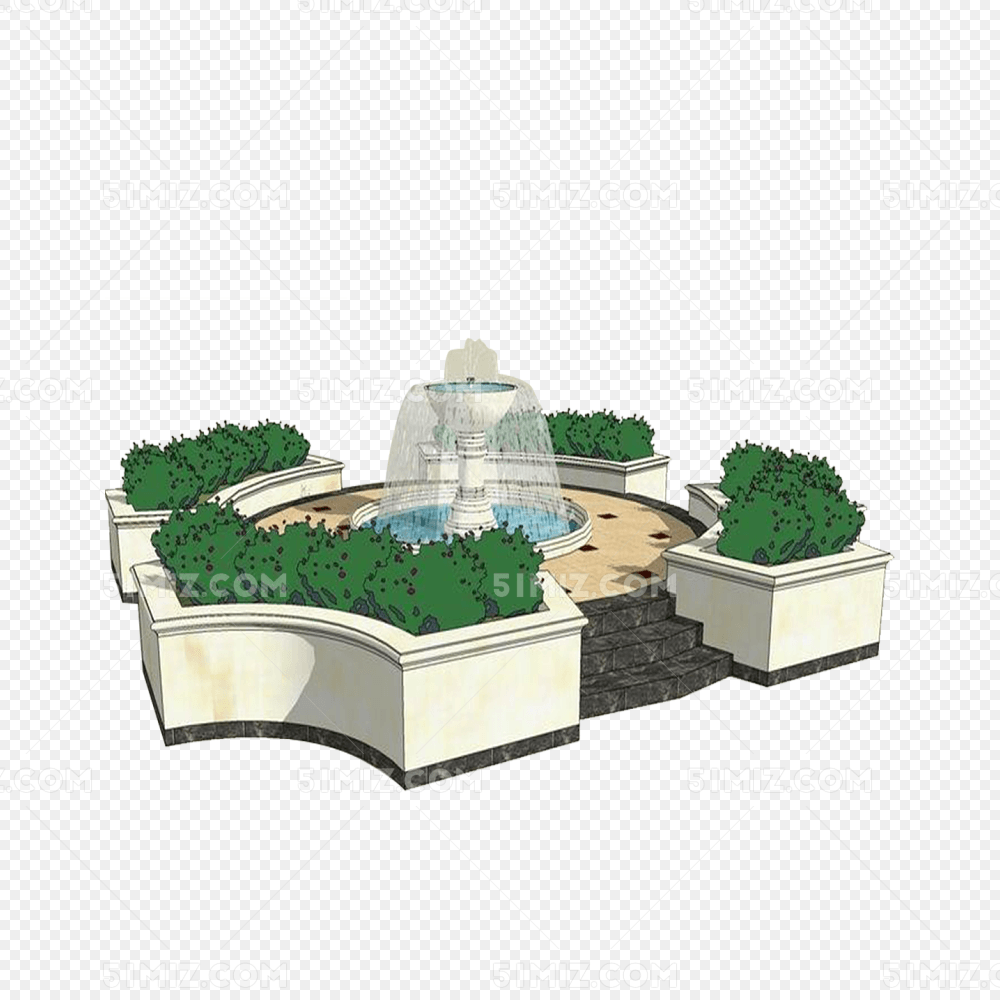 园林景观喷泉设计图透明png