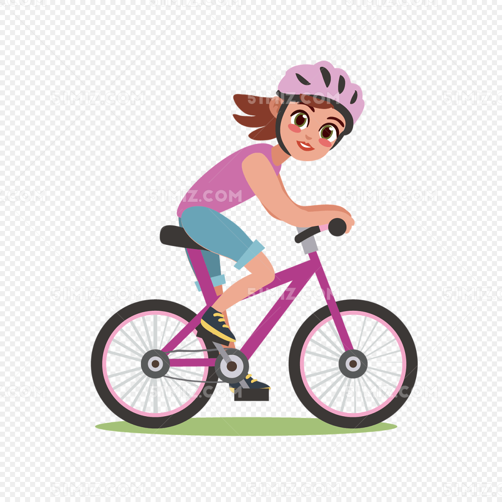 暑期学生骑自行车插画