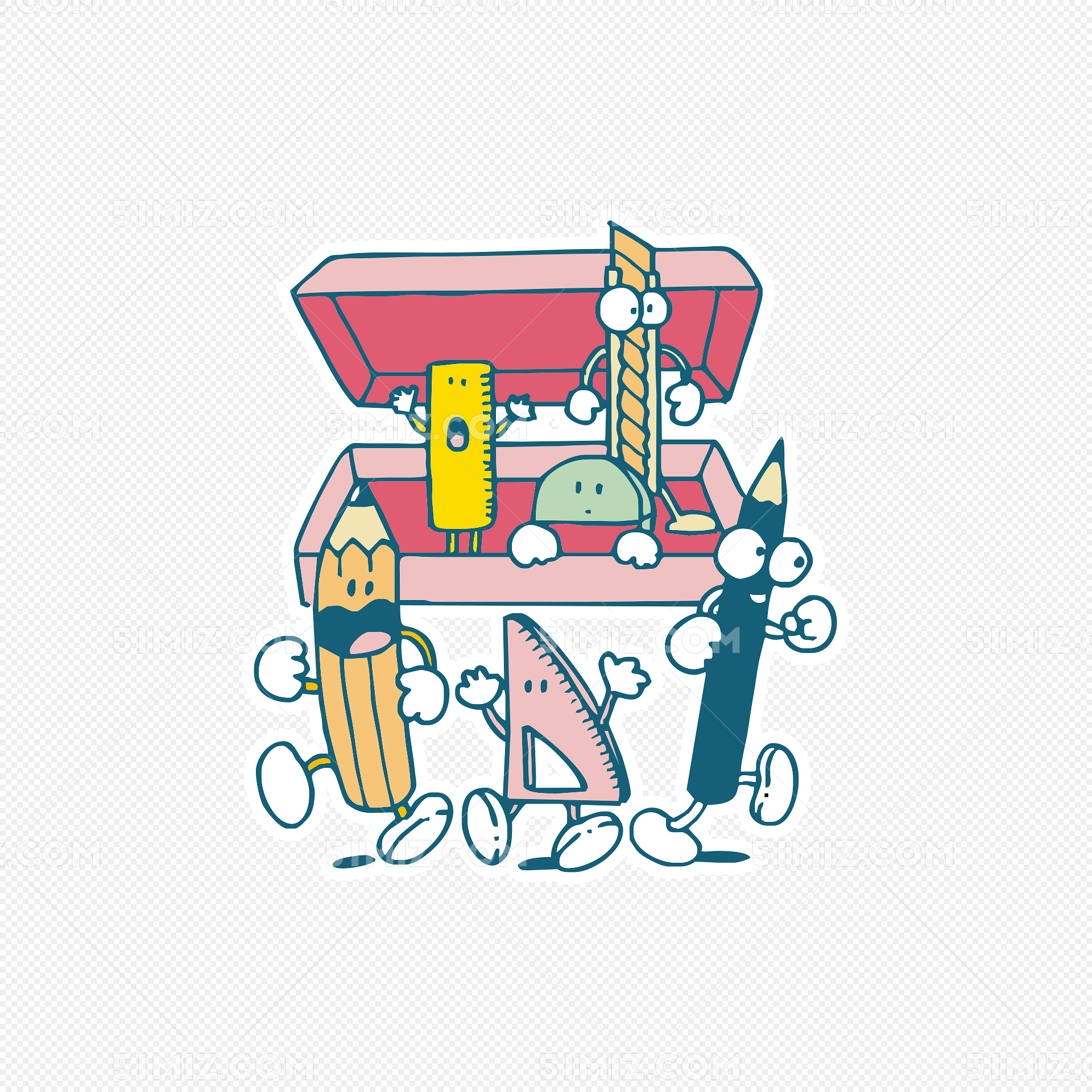 卡通文具盒矢量图