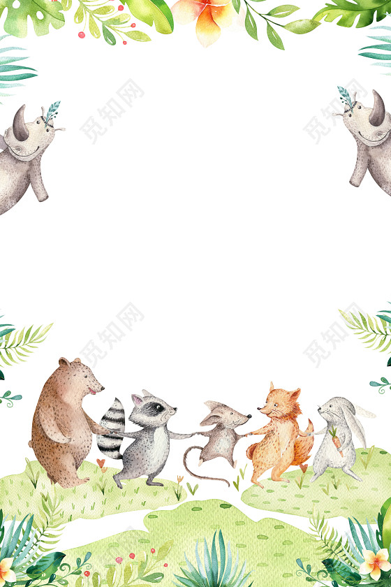 森林卡通动物海报背景