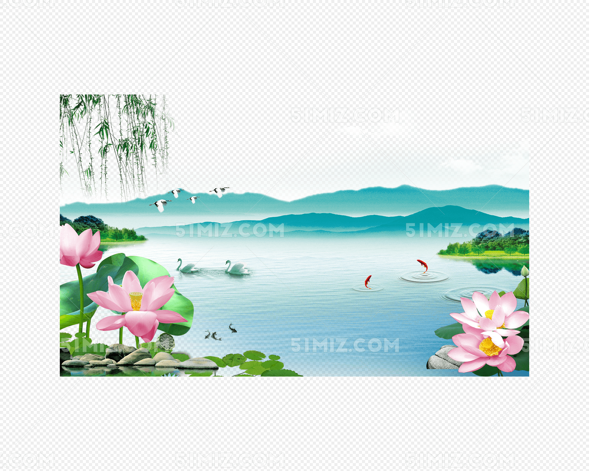 荷花金鱼图