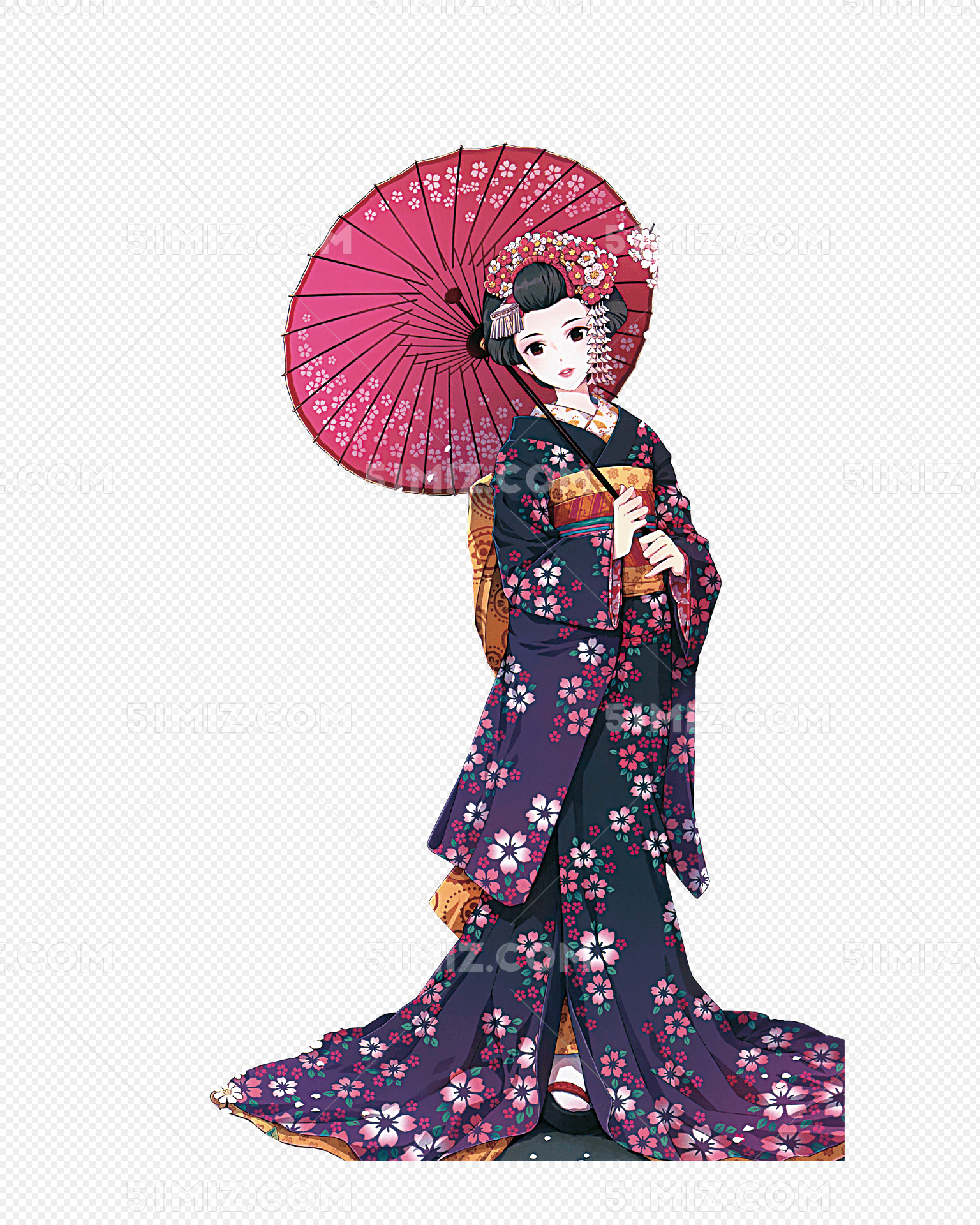 日本浴衣和服动漫美女壁纸 - 优美图库