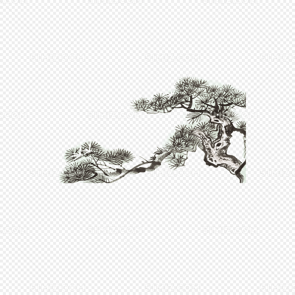 迎客松水墨画