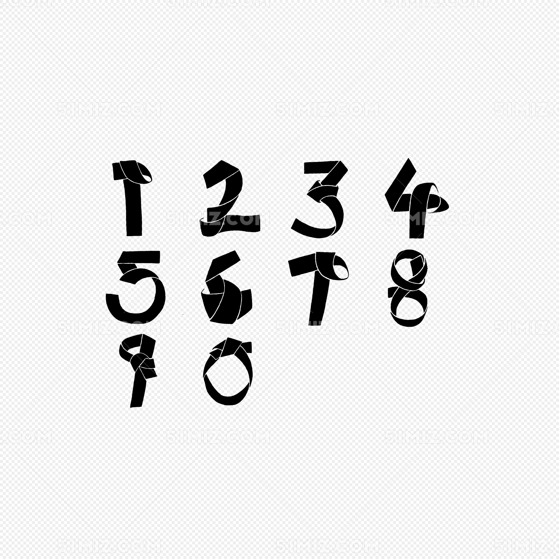 标签:数字艺术字设计素材免费下载 数字设计 结绳数字 黑色字体 创意