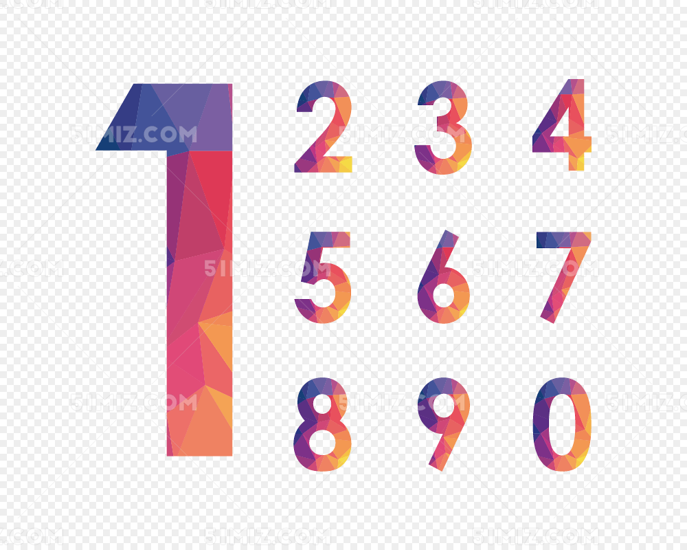 0-9数字渐变几何数字 标签:渐变几何数字 卡通数字 创意数字