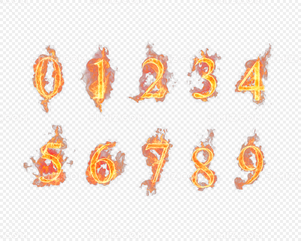 金色字体 炫酷 火焰 数字