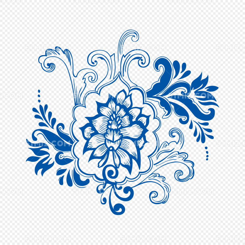 矢量青花瓷花纹