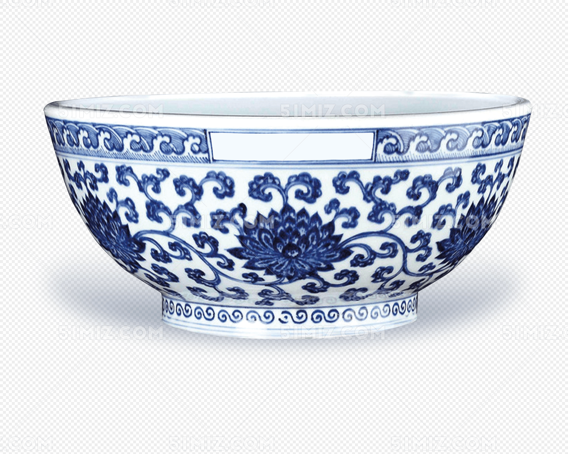 中国风青花瓷碗装饰图案