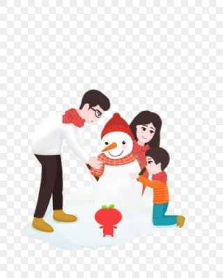 一家三口堆雪人简图