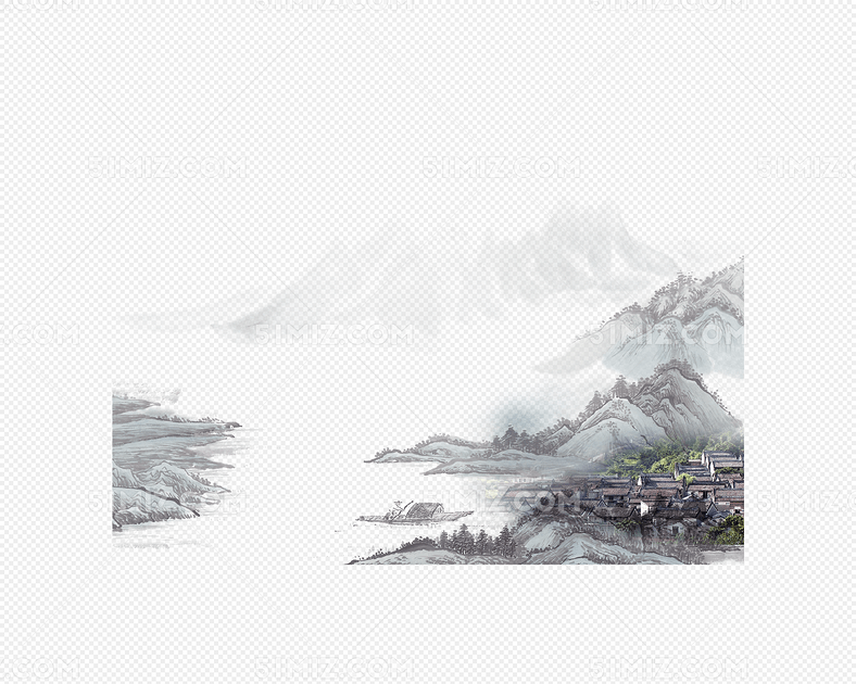 黑白水墨山水画