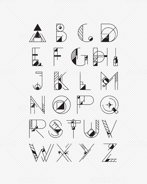 矢量抽象几何线条英文字母