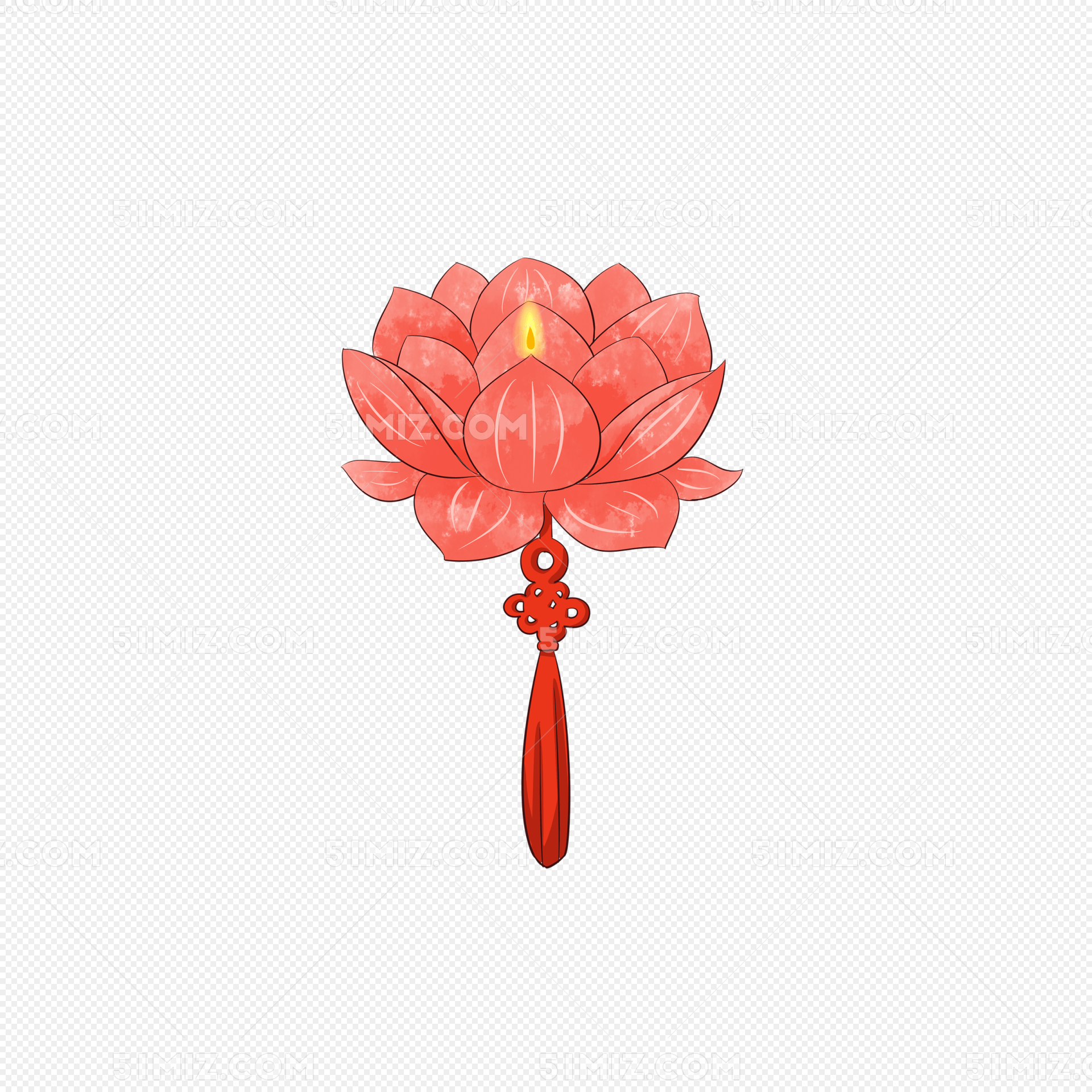 手绘莲花灯矢量插画