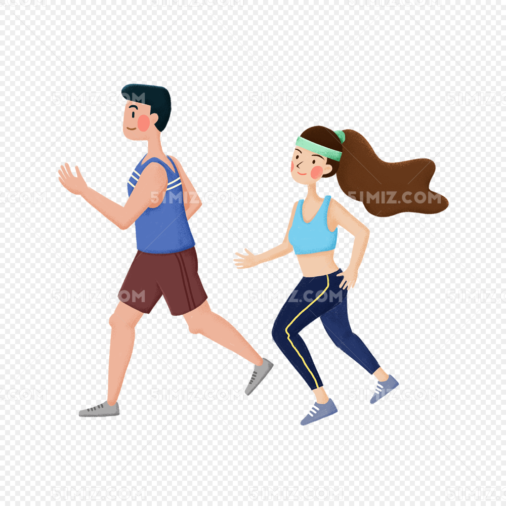 手绘人物插画跑步马拉松比赛