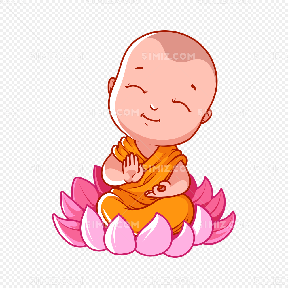 莲花座小和尚矢量素材