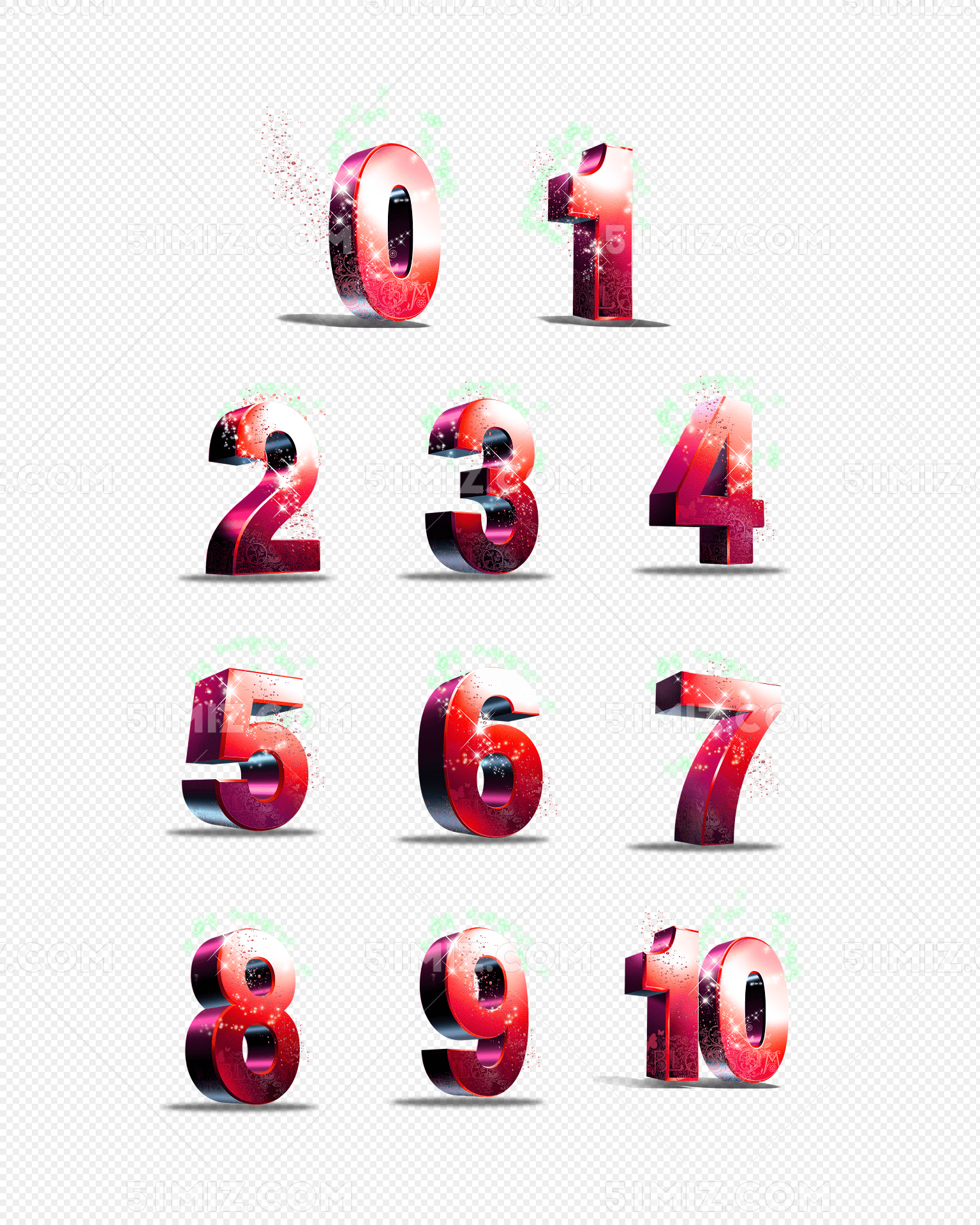 0-9数字发光立体数字