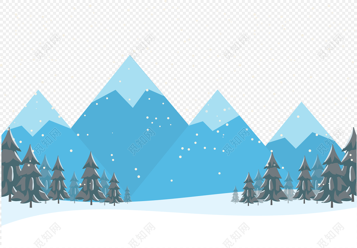 卡通森林雪山