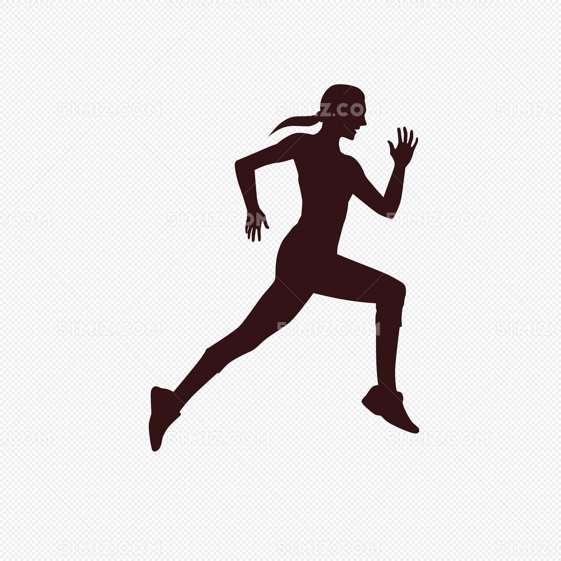 矢量黑色剪影跑步人体曲线