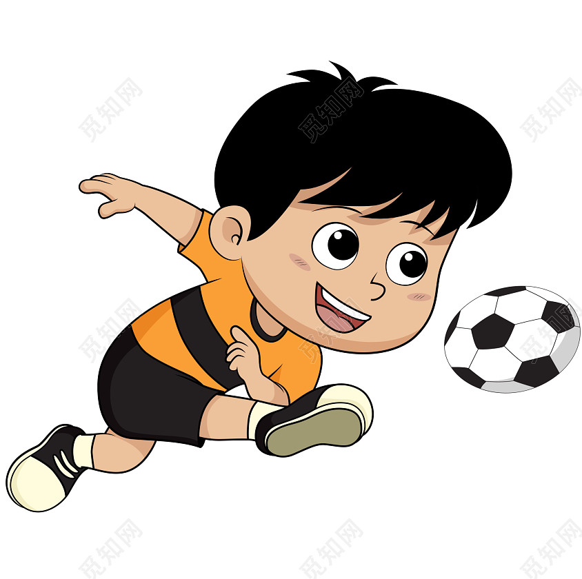可爱卡通男孩运动会踢足球素材