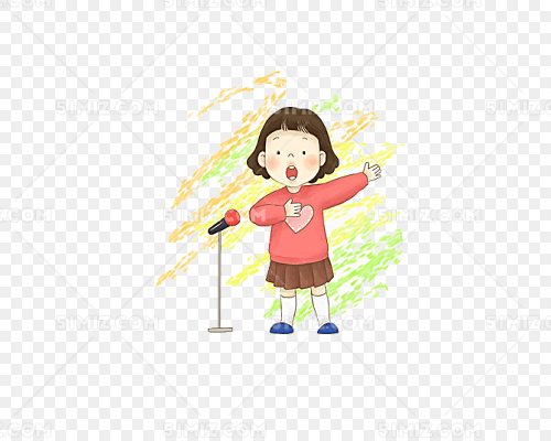 手绘儿童唱歌演讲图案