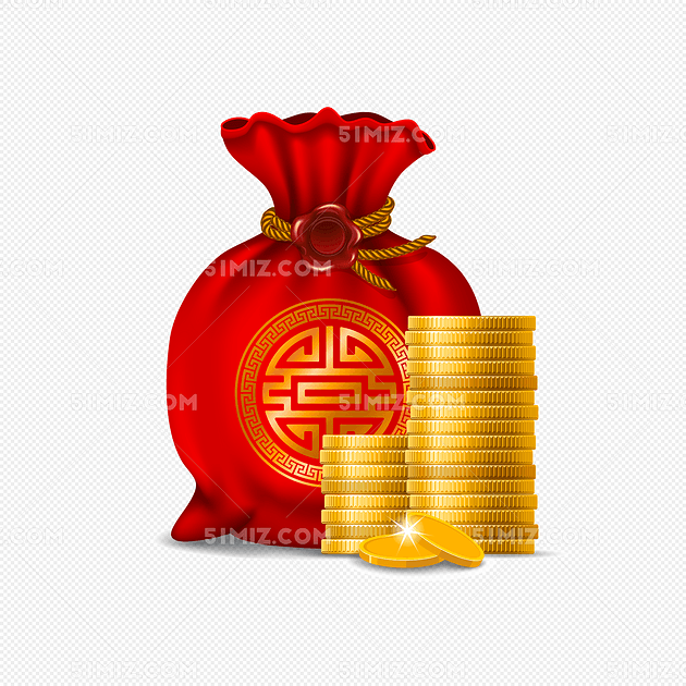 红色的钱袋子免抠下载