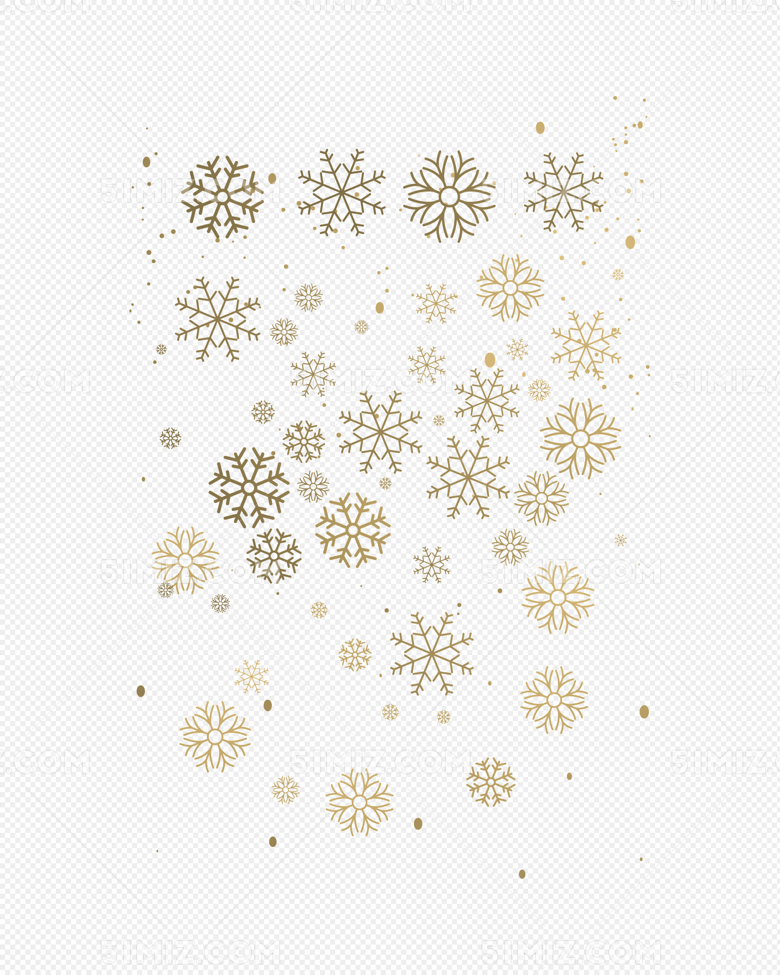 圣诞节金色雪花素材