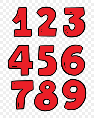 0-9数字红色卡通数字1到9 红色数