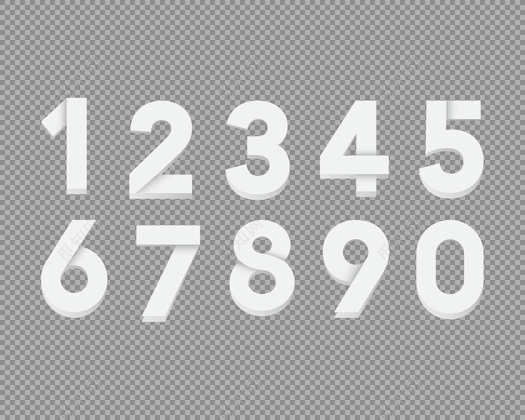 0-9数字白色时尚折纸立体创意艺术