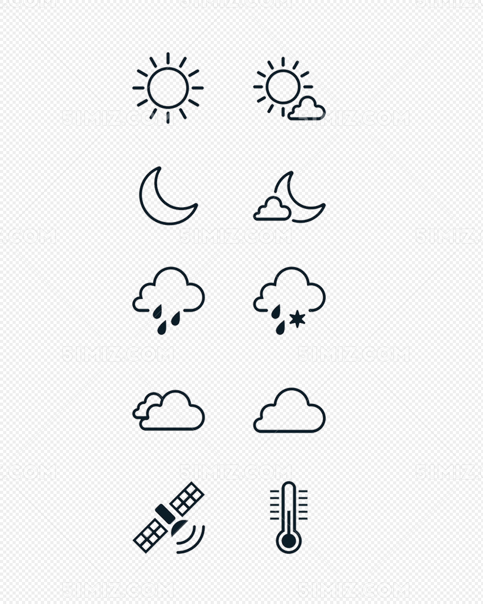 天气简笔图标素材