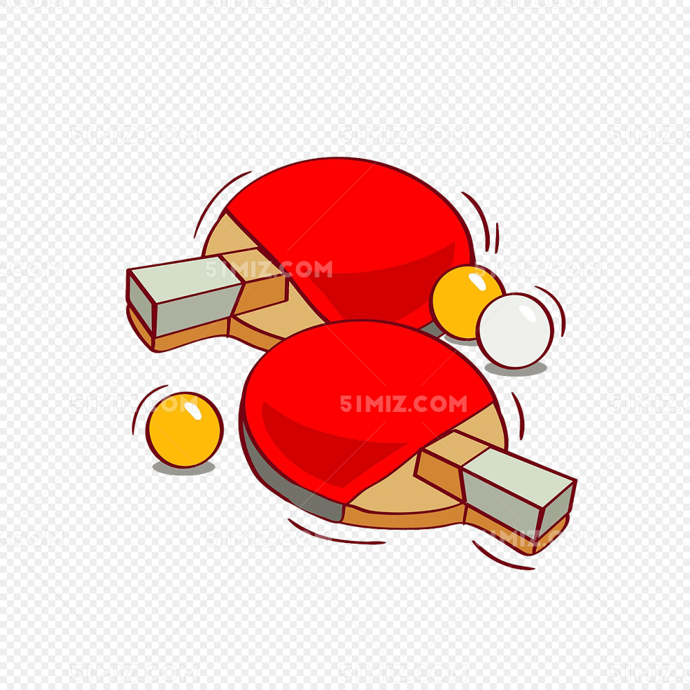 乒乓球和乒乓球拍插画
