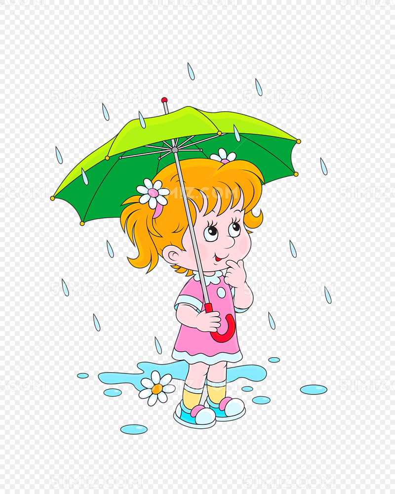 雨中打伞的女孩素材