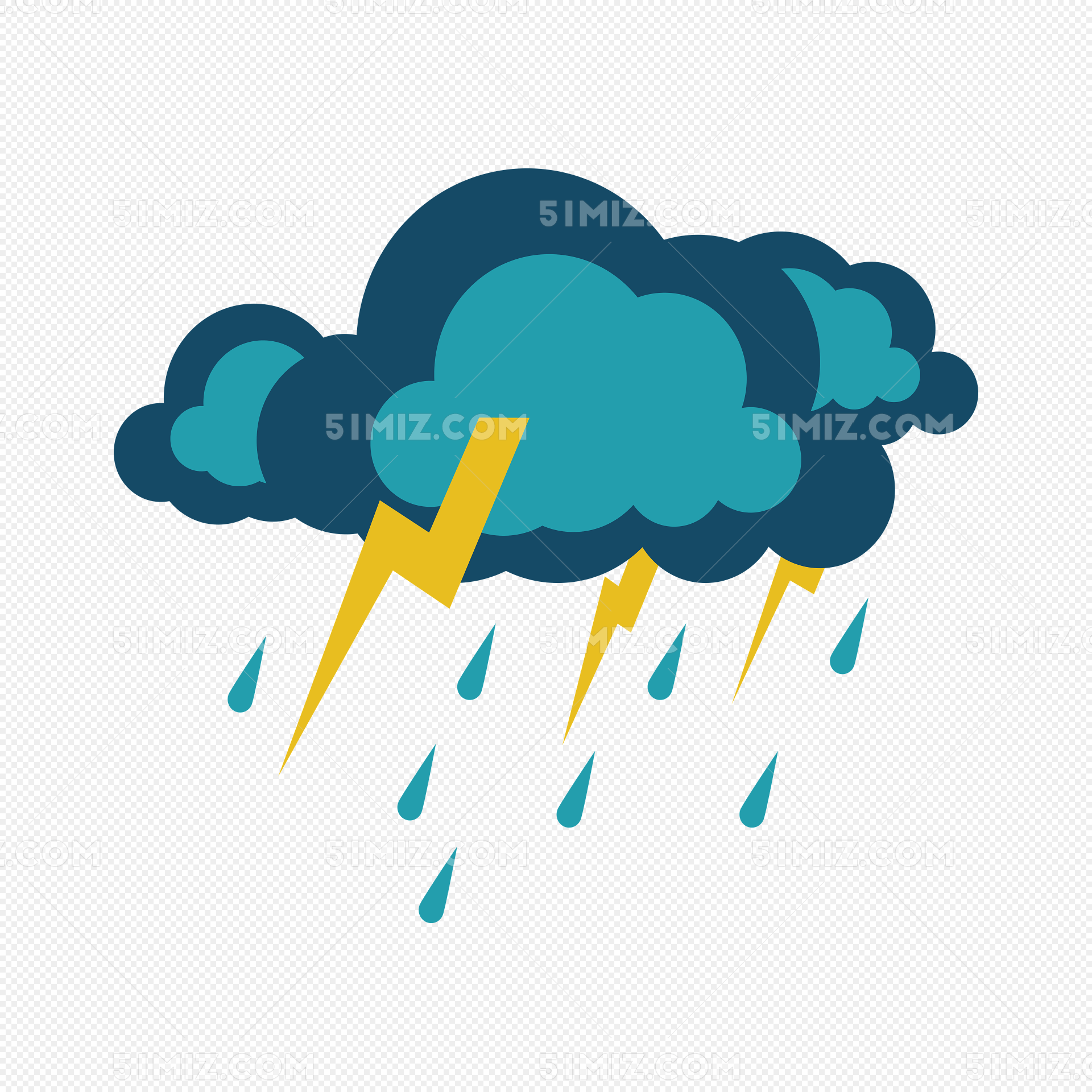 阴天打雷下雨符号素材