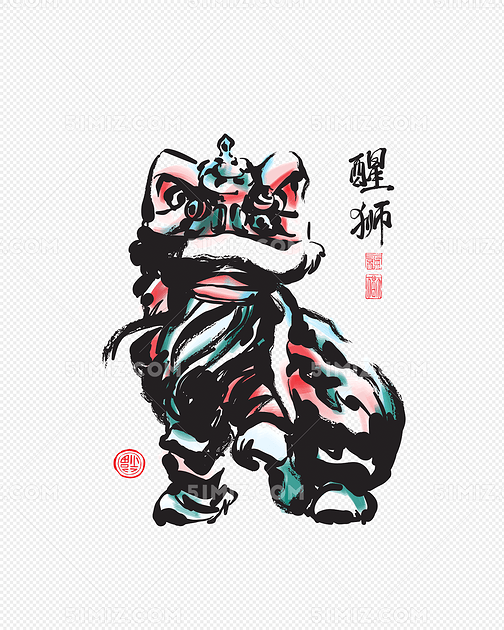 彩绘手绘舞狮