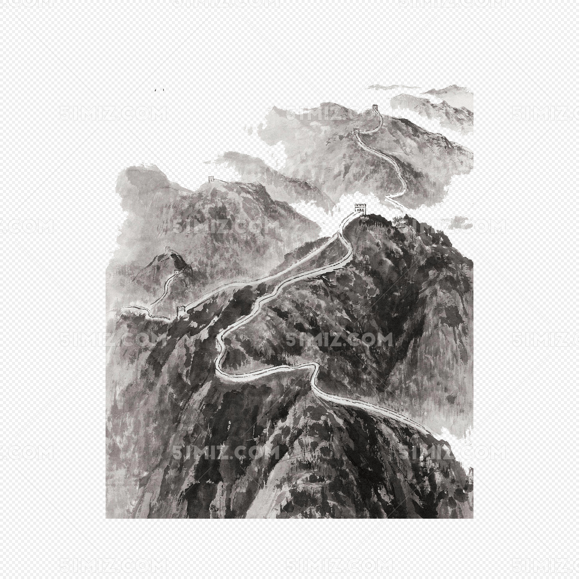 长城水墨画